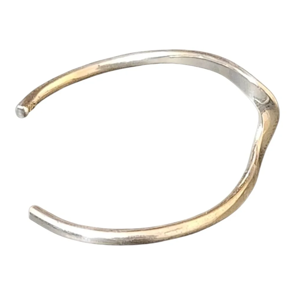 Sterling Silver 925 Wavy Cuff Bracelet Bangle Statement Modern Minimalist‎ - Picture 4 of 6